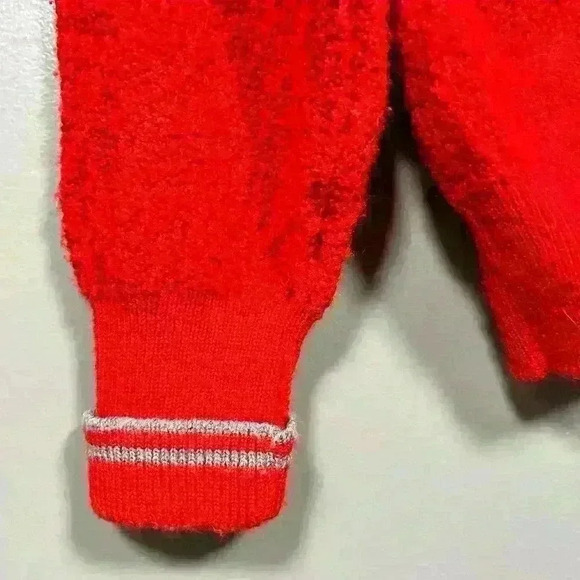 VTG 50s 60s Red Wool Collegiate Academic Letterman Cardigan Sweater Women Medium - Picture 3 of 10